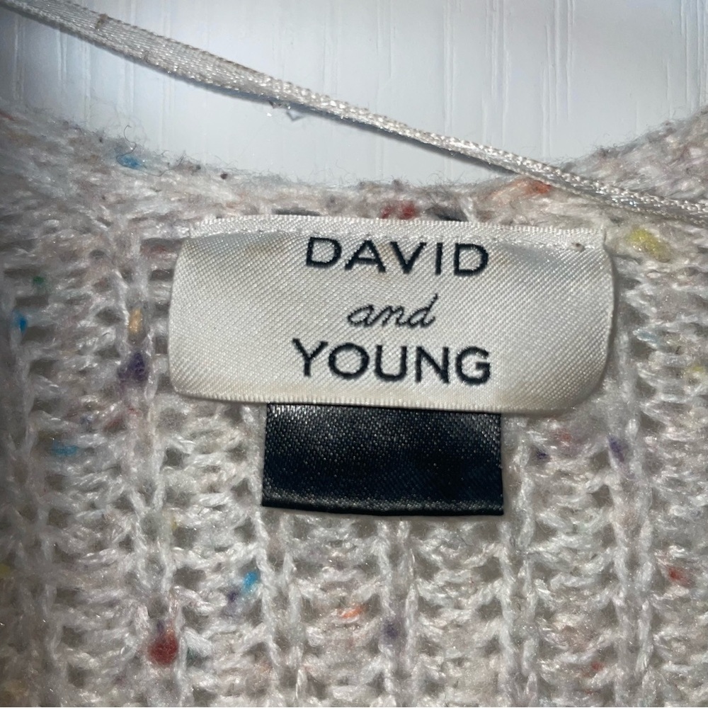 David And Young Sweater Poncho Cream W/ Colorful Speckles OS - Picture 2 of 3